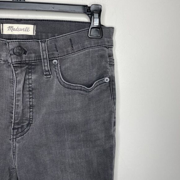 MADEWELL Skinny Jeans Womens Petite 27P Black Mid-Rise Stretch Rip Knee H3149 - Picture 3 of 10